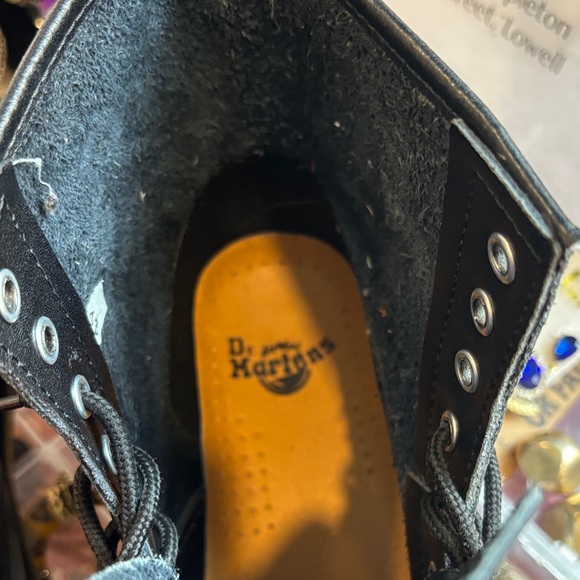 Dr. Martens Black Leather Lace-Up Boots with Yellow Stitching - Picture 2 of 9